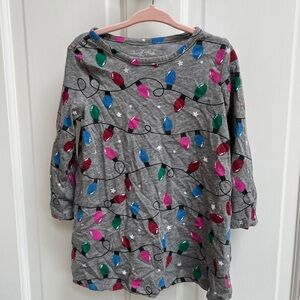 North Pole 24M Grey, Pink, Red, Christmas Lights Girls Holiday Long Sleeve Dress